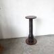 Solid oak press stool, metal base, 19th century.