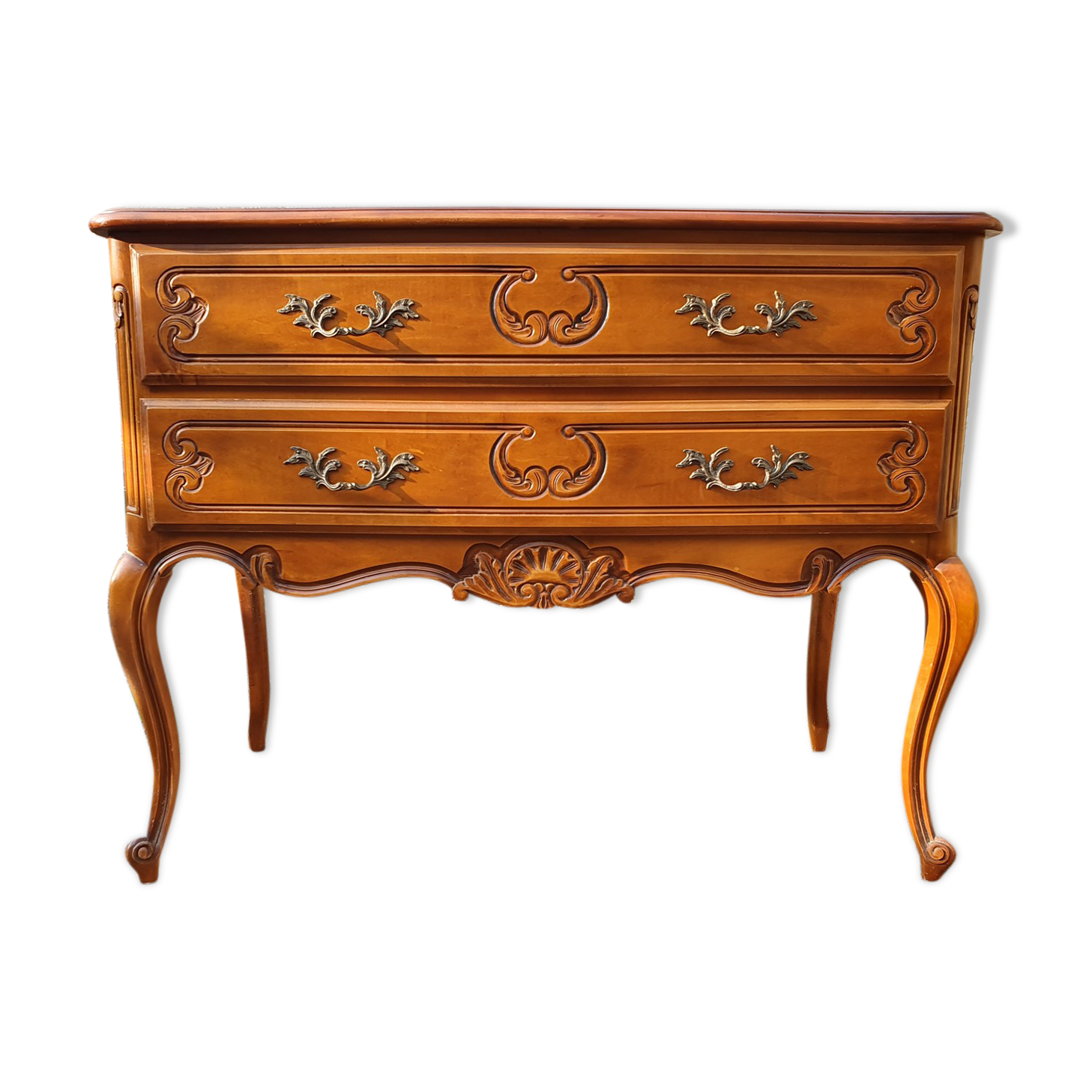 Louis XV mind jumper dresser, 2 drawers, cherry, 60s