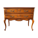 Commode sauteuse esprit Louis XV 2 tiroirs merisier, années 60