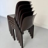 Set of 5 Selene plastic chairs designed by Vico Magistretti Artemide