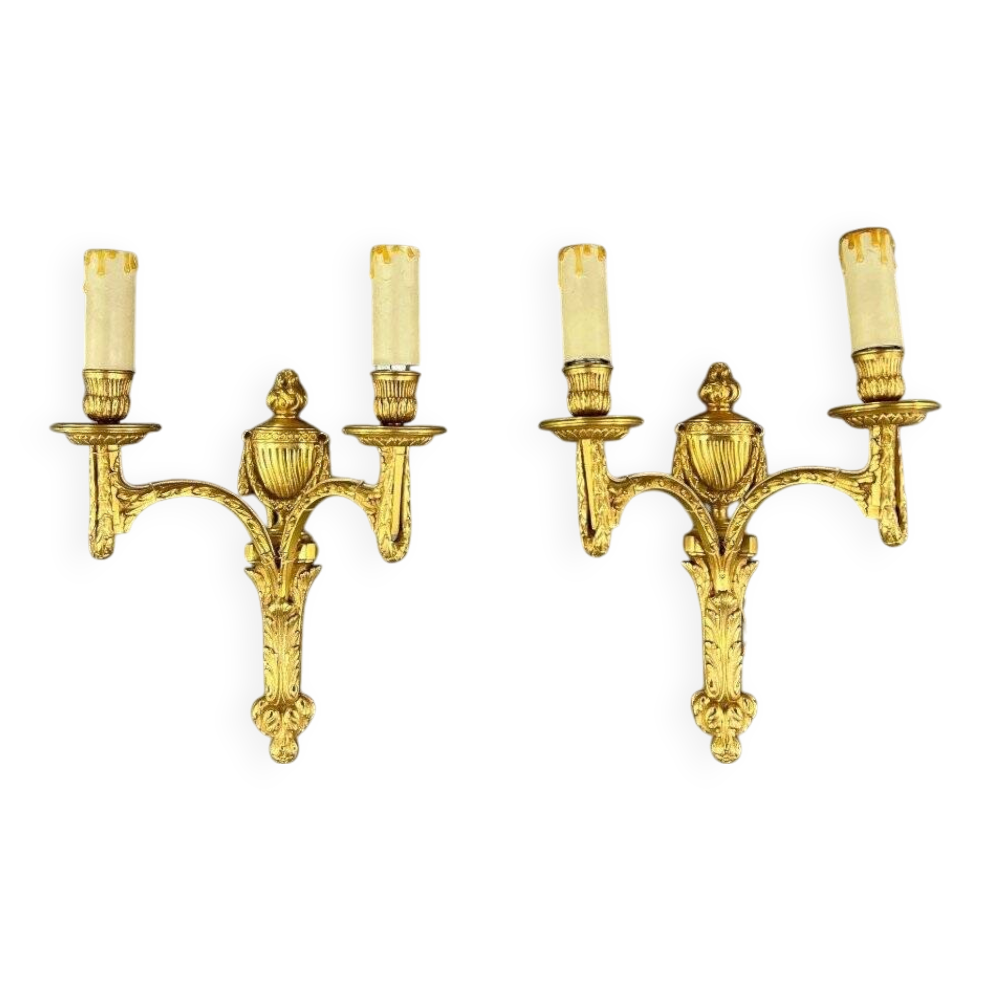 Pair of Gilt Bronze Wall Lights, Maison Baguès, Louis XVI Style, 20th Century