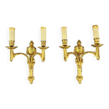 Paire D’appliques En Bronze Doré, Maison Baguès, Style Louis XVI, XXe Siècl