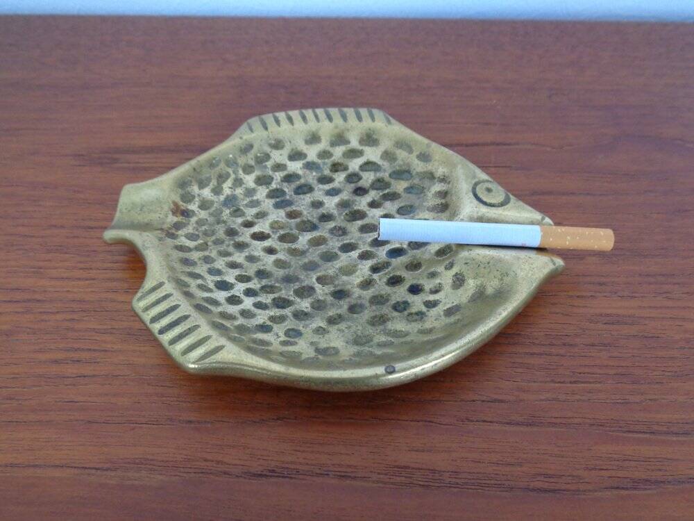 Brutalist Bronze Fish Ashtray, 1960s