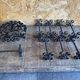Service Table Table Mat + 8 Antique Black Wrought Iron Knife Holders
