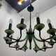 1950’s Opaline Glass Bronze Chandelier