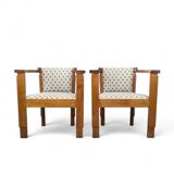 Paire de fauteuils club sculpturaux Art Déco, années 1930