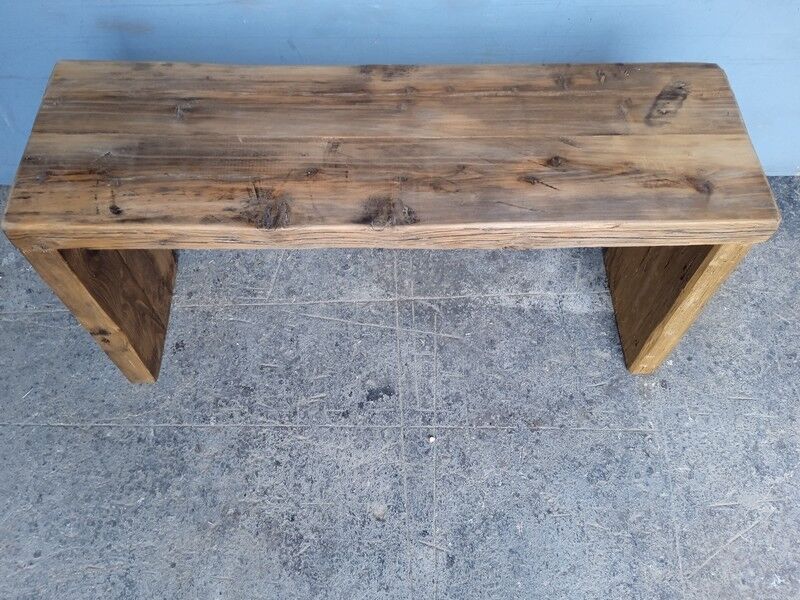 Old patinated solid wood bench 100cm