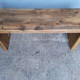Old patinated solid wood bench 100cm