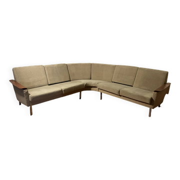 1950s almond green corner sofa