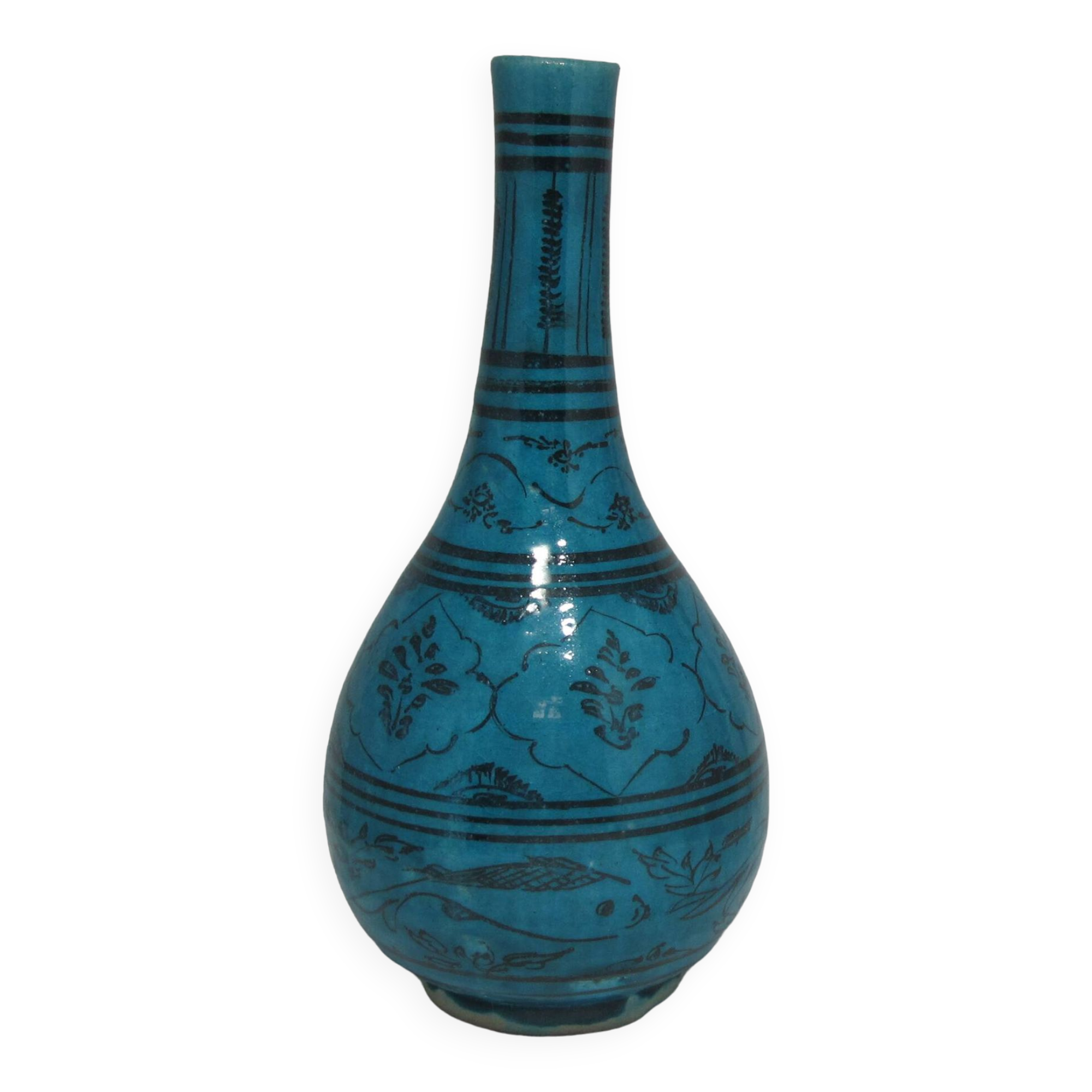 Islamic ceramic vase with turquoise background