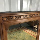 Walnut mirror and bevelled ice cream Art Deco era  - 160x90cm