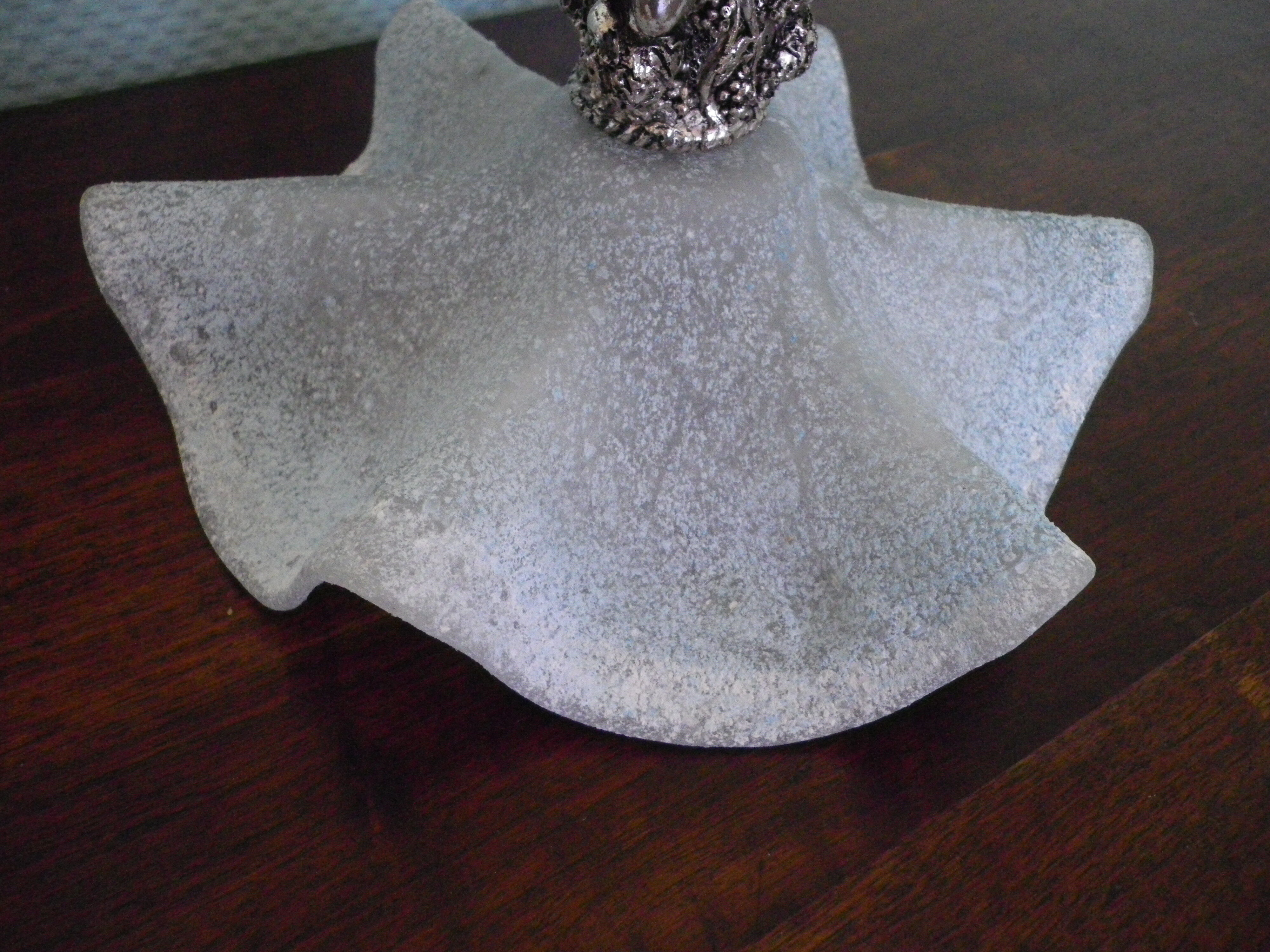 Fruit cup with silver metal foot, Murano granite glass "Vetro eseguito da maestri di Murano"