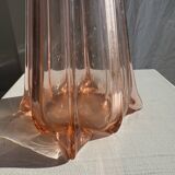 Large pink glass bud vase, H37 D18A
