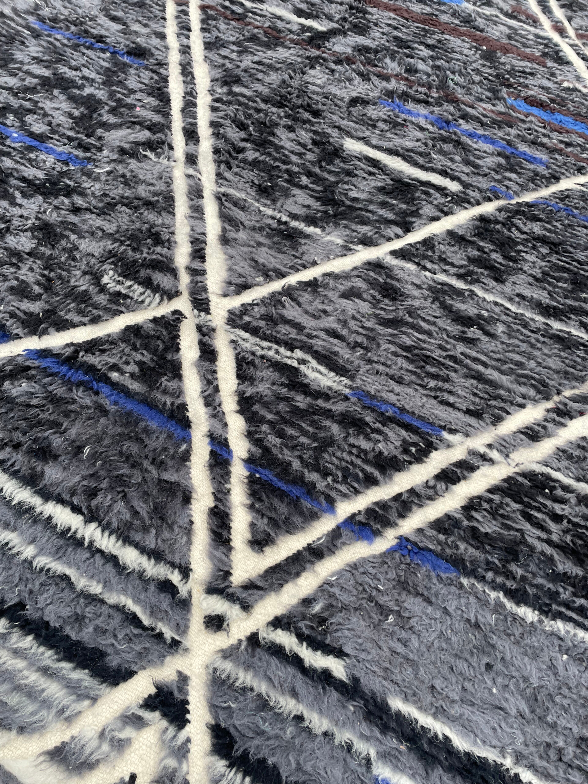 Carpet Black Handmade Wool Living Room, 260x380 cm