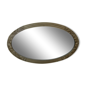 miroir biseauté art déco en bois et stuc doré 66x39cm