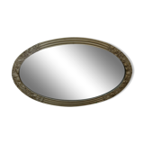 Miroir biseauté art déco en bois et stuc doré 66x39cm
