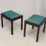Pair of 50/60 design stools, jacquard fabric.
