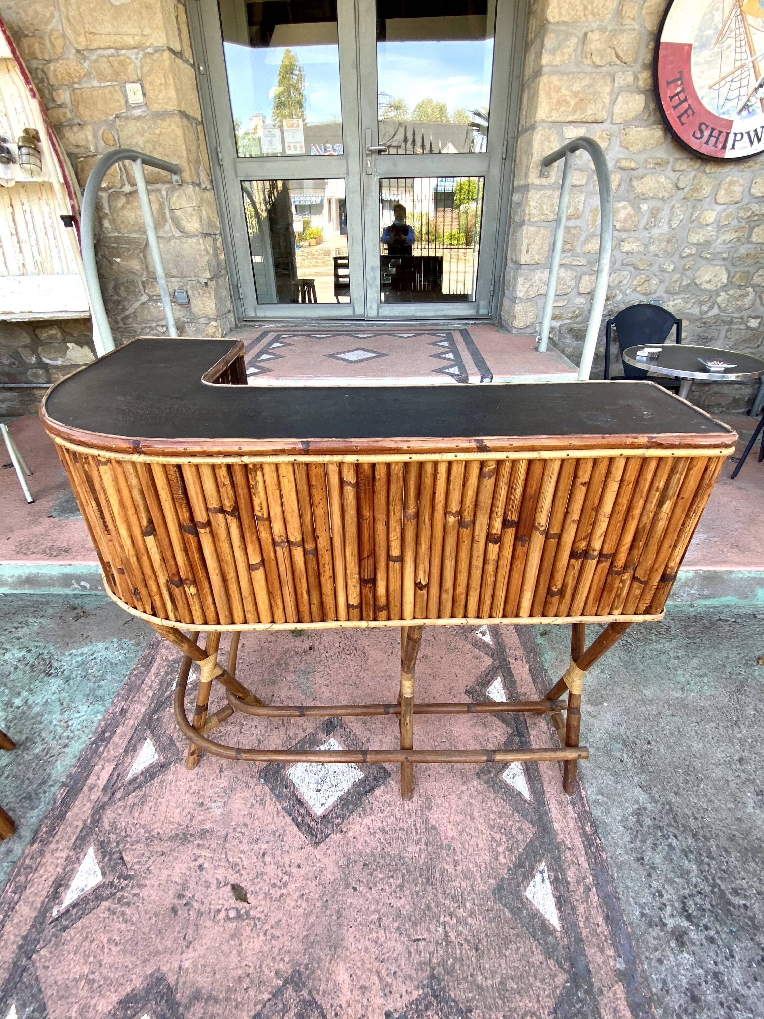 Vintage rattan bar around 1960