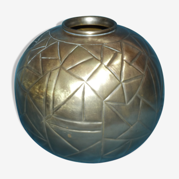 Vase Ball in CopperWare Silver Metal Art Deco Style