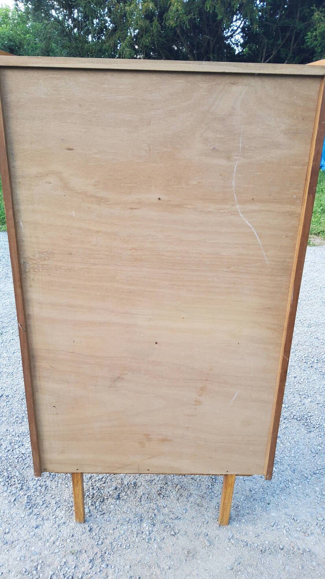 Library secretary of the 50s in blond oak compass feet