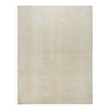 Nouveau tapis Tulu anatolien en beige uni, noué à la main, 100 % laine naturelle non teinte.
