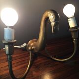 Pair d swans solid brass wall light