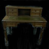 Directory style desk in green leather