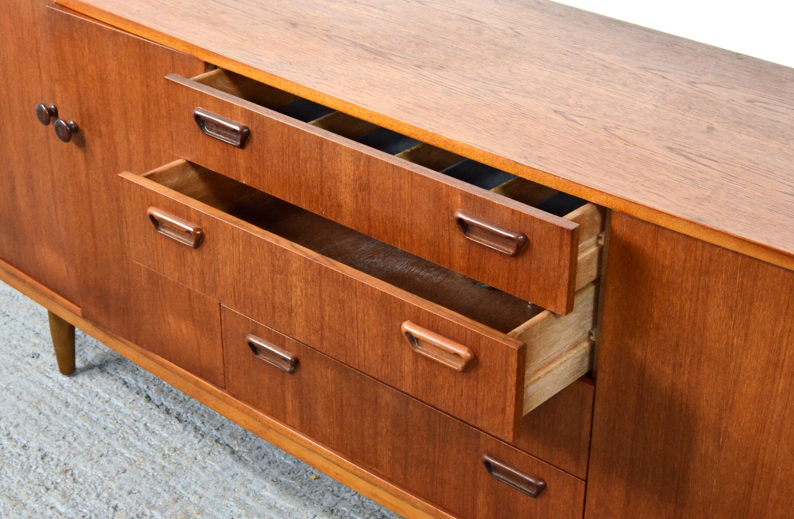 Midcentury tigerwood sideboard / long john. vintage modern / danish / retro / scandinavian style.