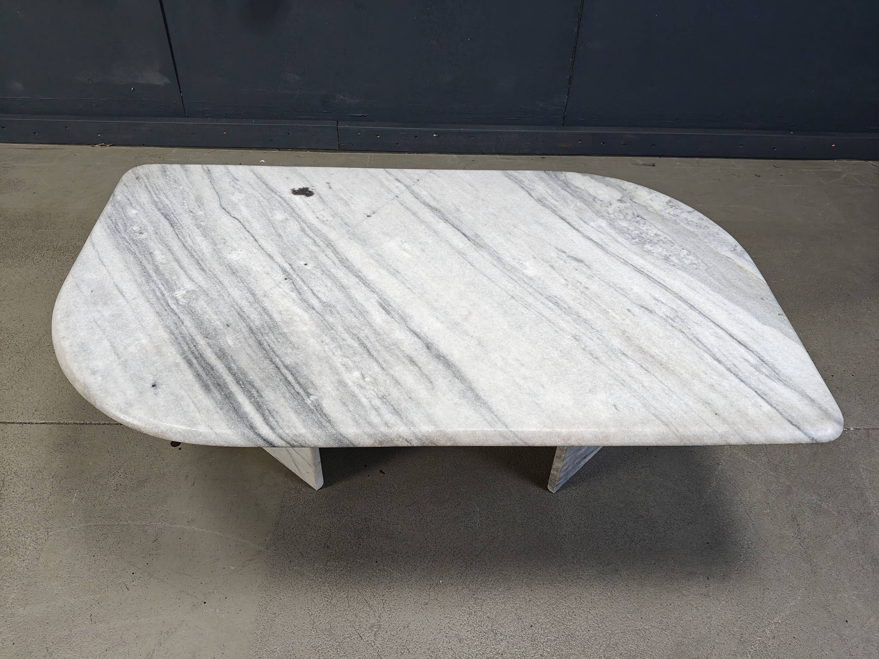 Vintage white marble coffee table, 1970s