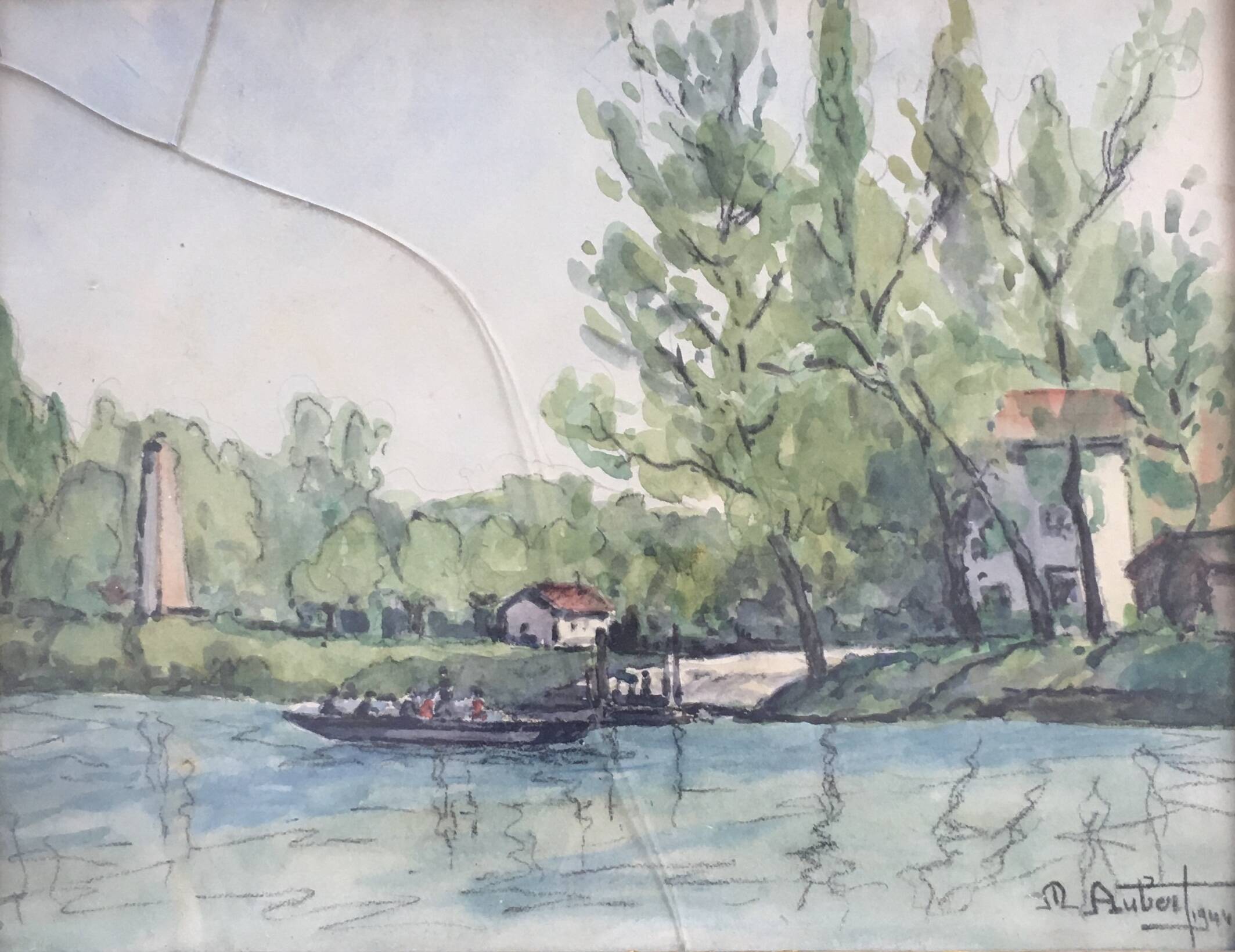 Aquarelle signée M.Aubert 1944