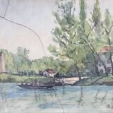Watercolor signed M.Aubert 1944
