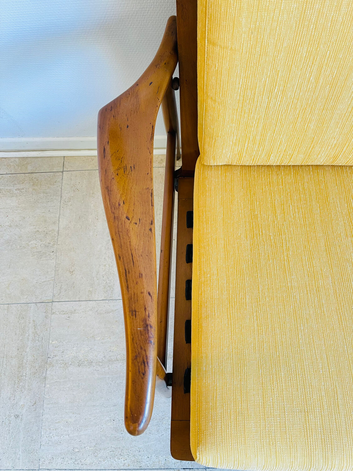 Scandinavian teak banquette for two, circa 1960.