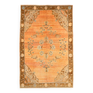 7x10 Peach & Brown Classic Persian Rug, 204x313Cm