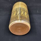 Cylindrical vase with geometric decoration by Dominique Pouchain