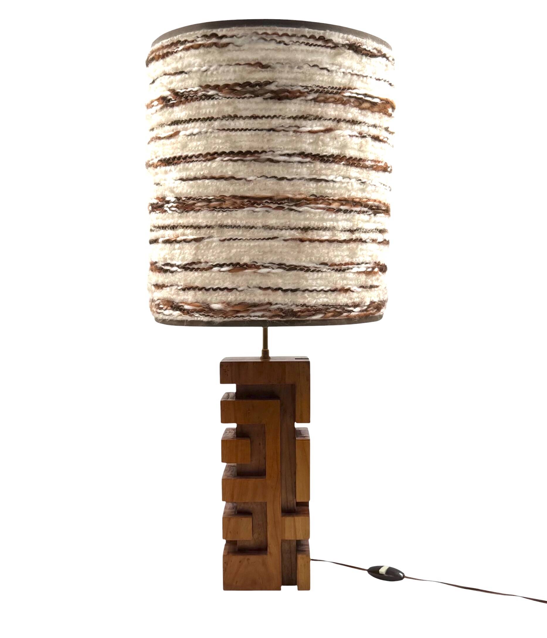 Hollywood regency wood table lamp, France 1970s