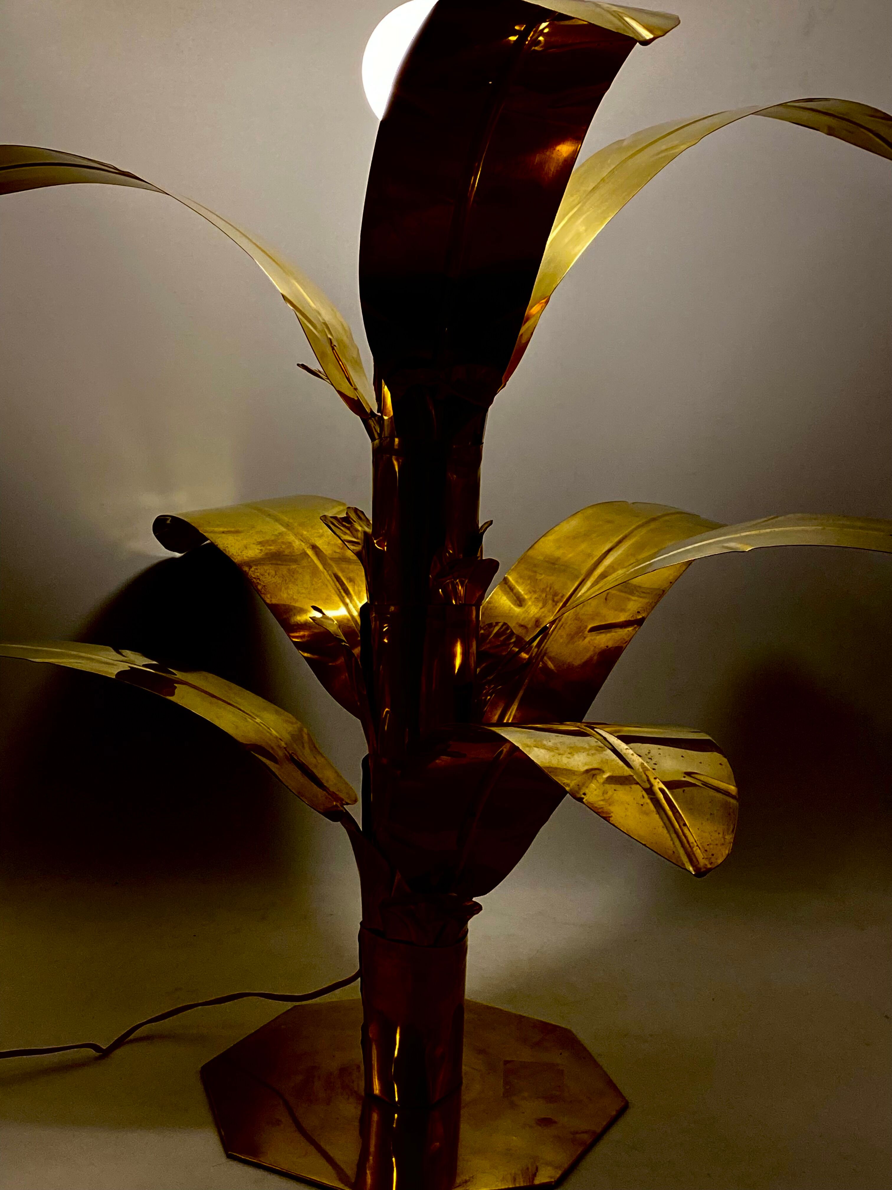 Palm tree brass floor/table lamp, Bottega Gadda Italy, 1960