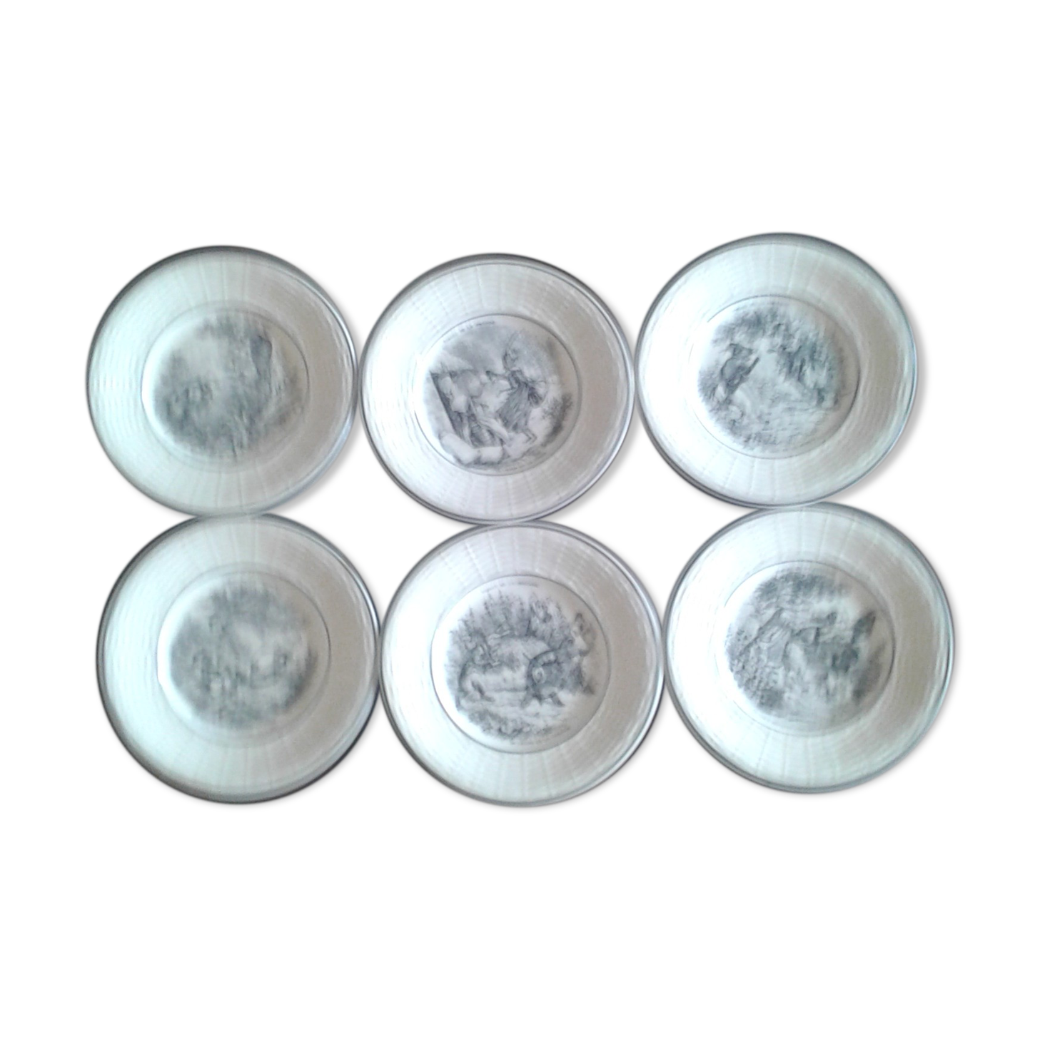 Six plates for dessert Fables de la Fontaine Digoin Sarreguemines