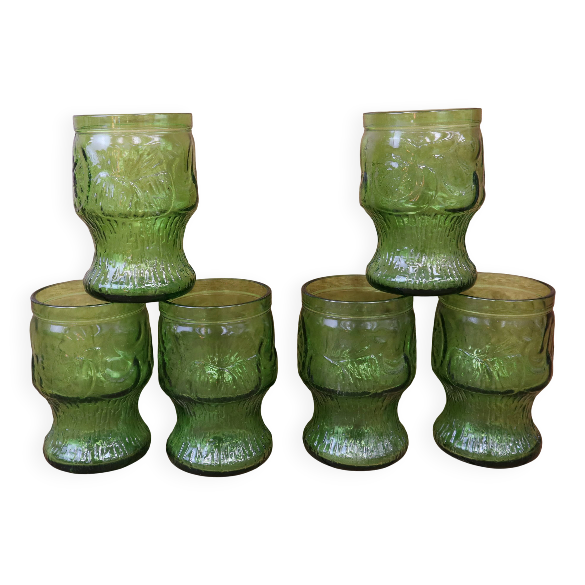 6 green glasses Fidenza Italy