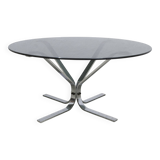 1970s space age round coffee table with smoked glass