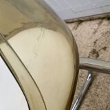 Pair of 70's smoked plexiglass and chrome chairs