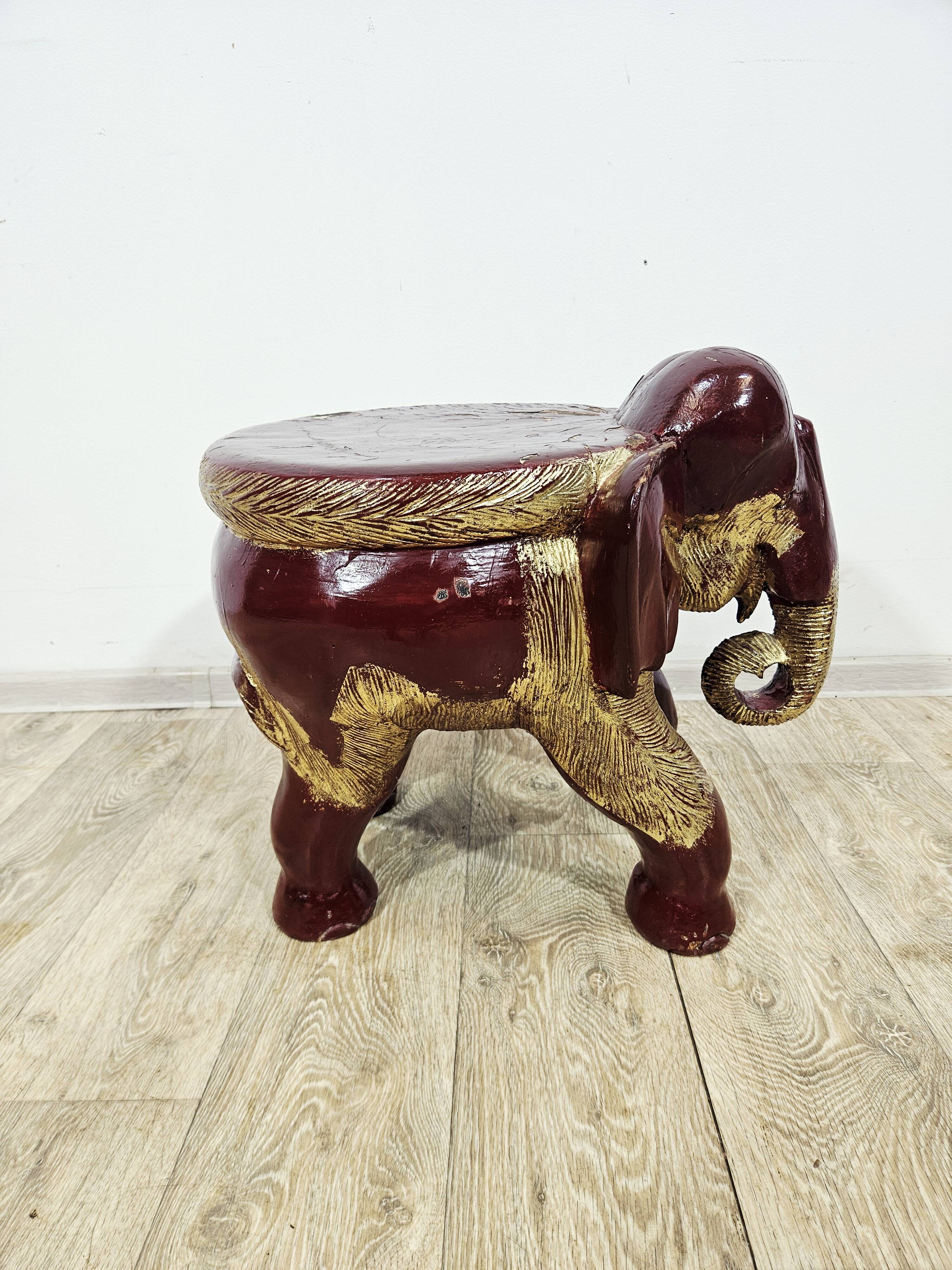 Antique elephant xl side stool / 19th century / unique boho chic piece.