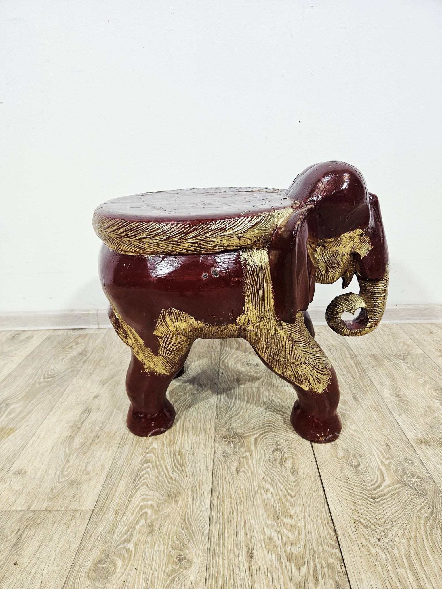 Antique elephant xl side stool / 19th century / unique boho chic piece.