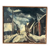 Winter in the street, oil on canvas signed