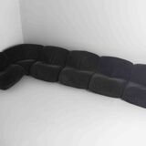 Modular "Patate" sofa in black corduroy velvet by Airborne, France 1970s