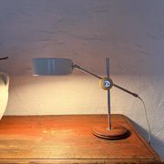 Vintage Midcentury desk lamp in brown leather and chrome Atelje Lyktan, Sweden
