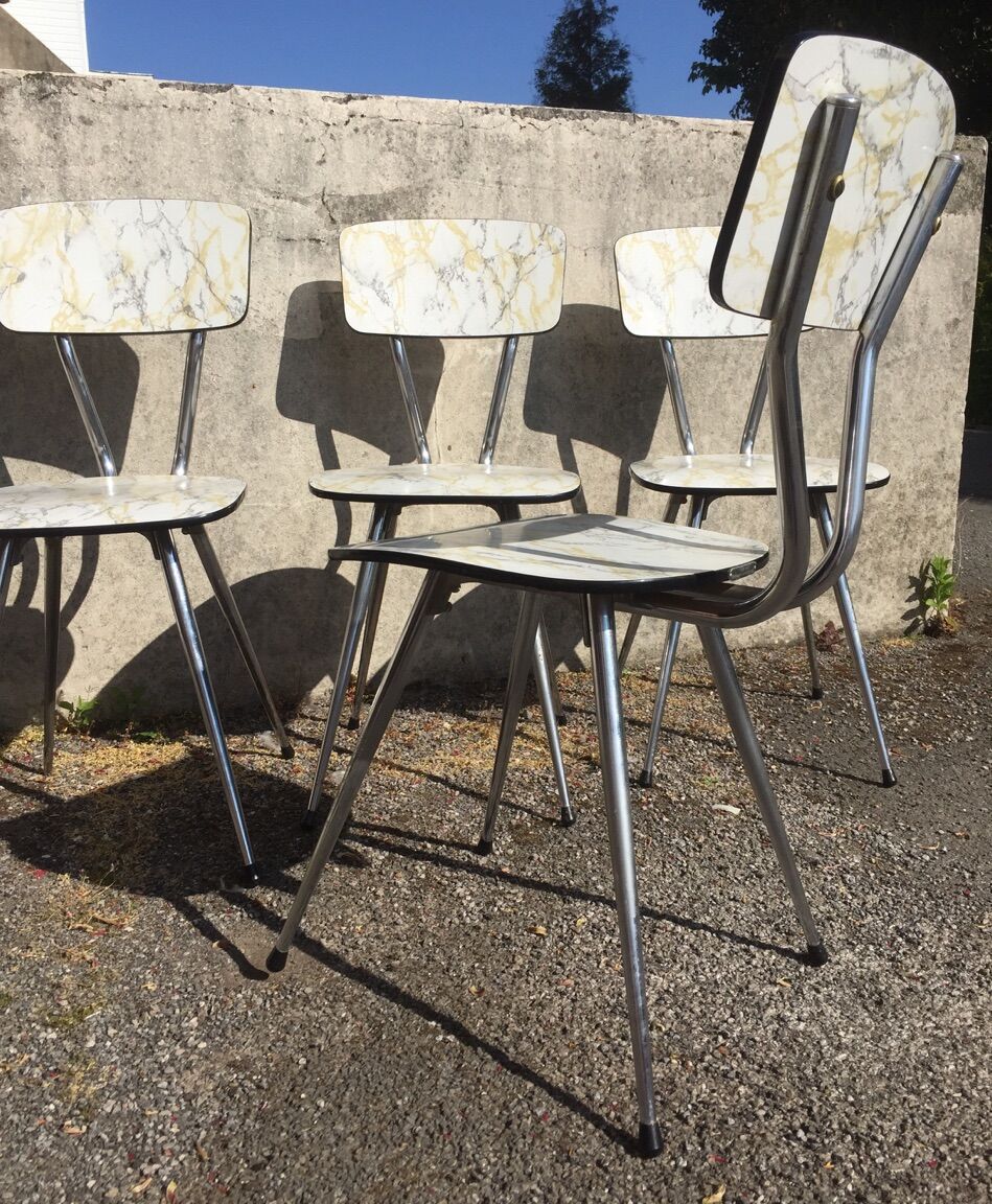 Série de 4 chaises formica de Roger Breton