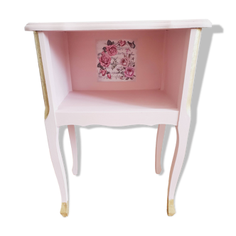 Revamped wooden bedside table with niche