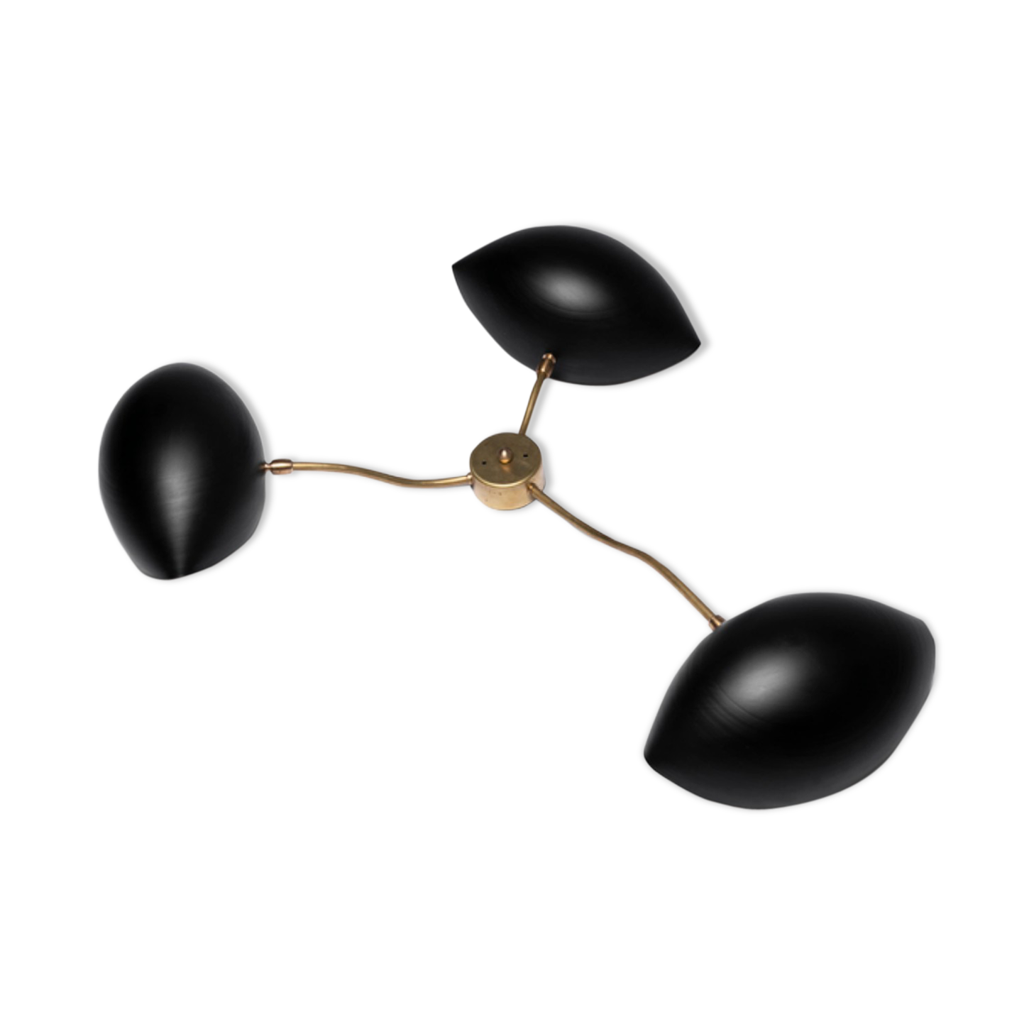 Sculptural wall lamp in brass and black metal 60 's