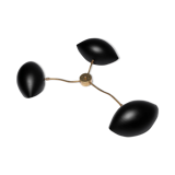 Sculptural wall lamp in brass and black metal 60 's