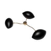 Sculptural wall lamp in brass and black metal 60 's